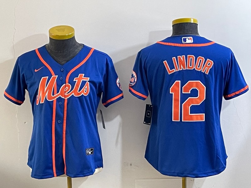 Youth New York Mets #12 Francisco Lindor Alternate Royal Stitched MLB Cool Base Nike Jersey