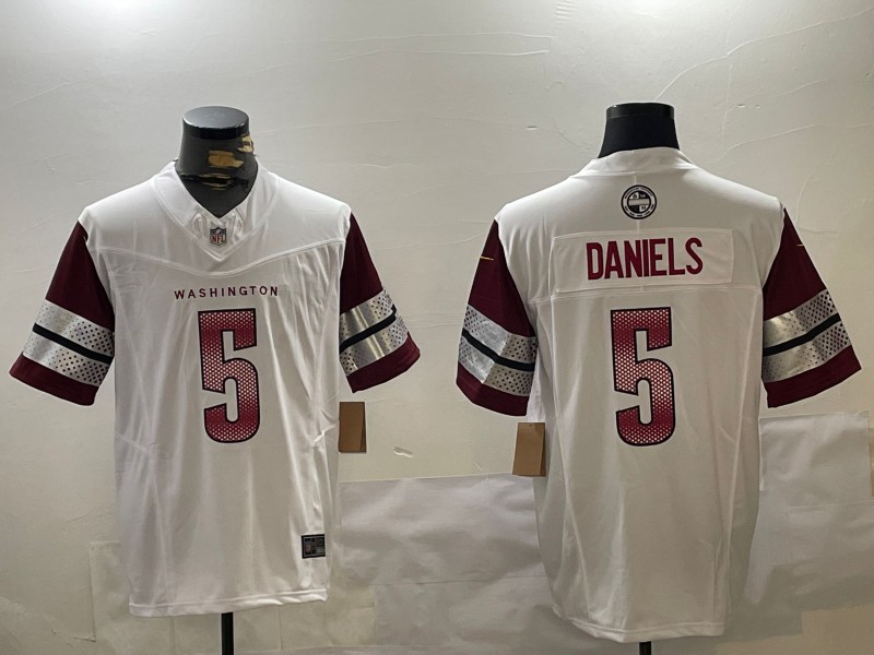 Men's Washington Commanders #5 Jayden Daniels White 2024 Draft F.U.S.E Vapor Limited Football Stitched Jersey