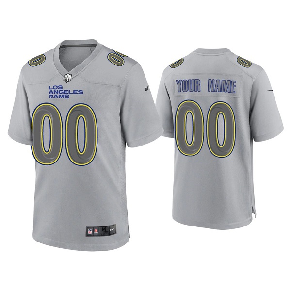 Men's Nike Los Angeles Rams Customized Grey Atmosphere Fashion Stitched Game NFL Jersey