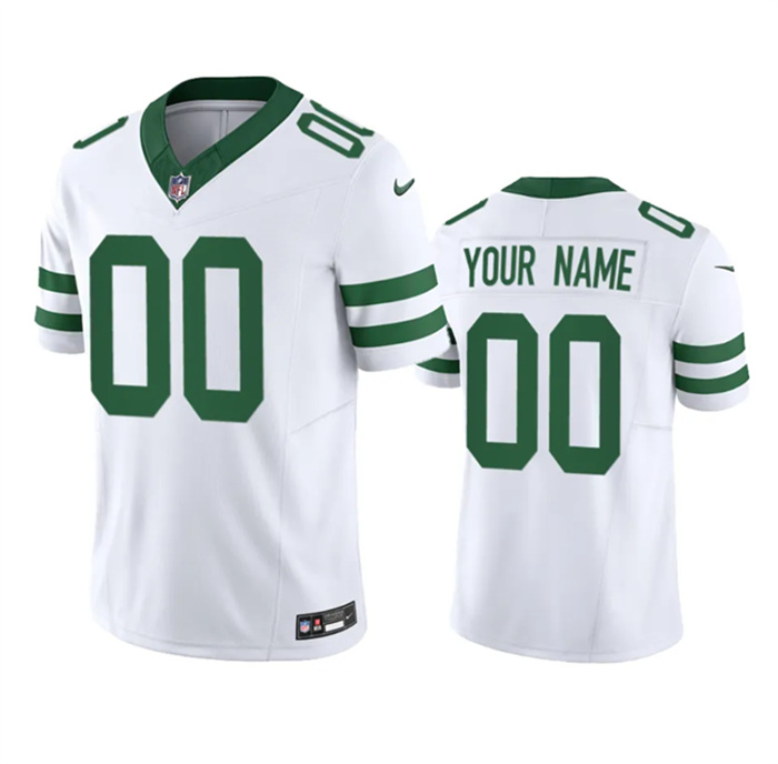 Men's Nike New York Jets Customized White 2023 F.U.S.E. Vapor Limited Throwback Stitched Football Jersey