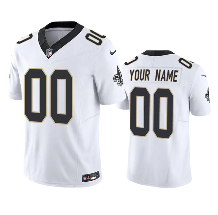 Men's Nike New Orleans Saints Customized White 2023 F.U.S.E. Vapor Untouchable Limited Stitched Jersey