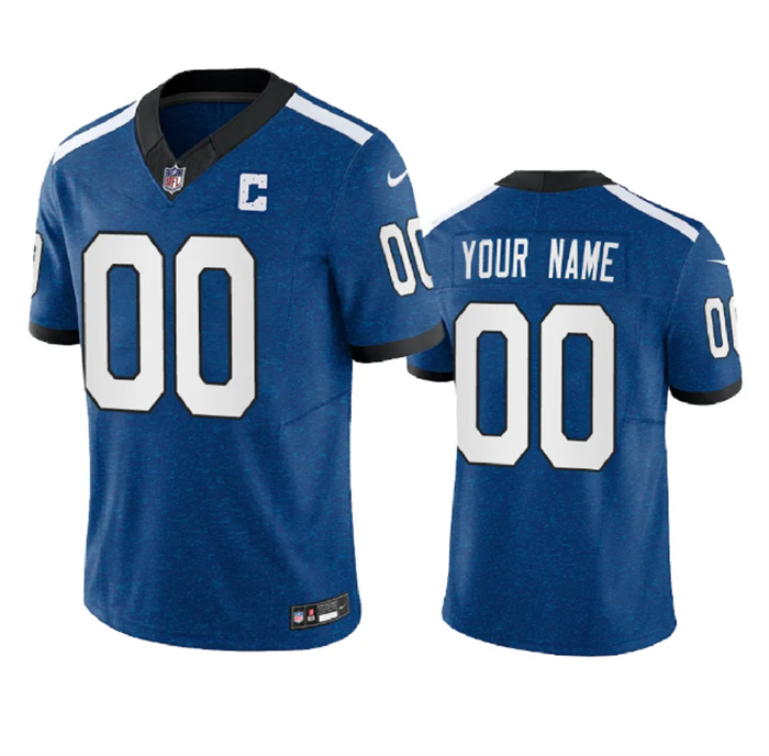 Men's Nike Indianapolis Colts Customized Royal 2023 F.U.S.E. Indiana Nights C Patch Limited Stitched Football Jersey