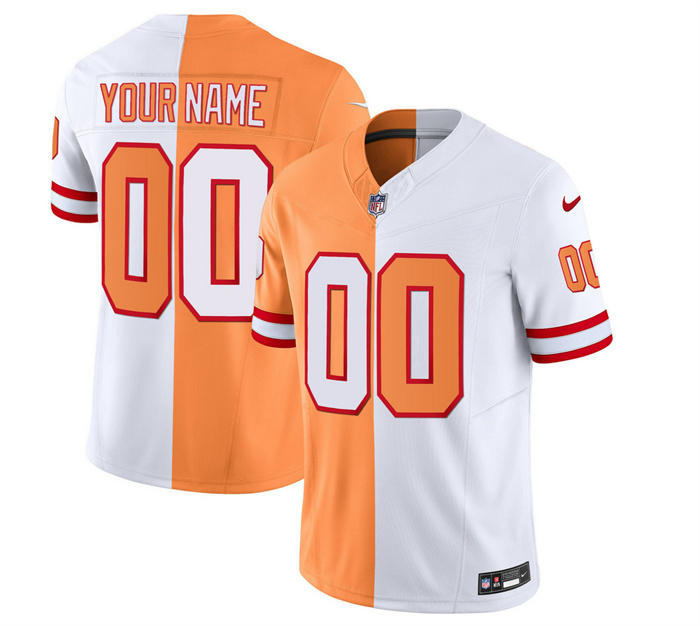 Men's Nike Tampa Bay Buccaneers Customized 2023 F.U.S.E.White Gold Split Throwback Limited Stitched Jersey