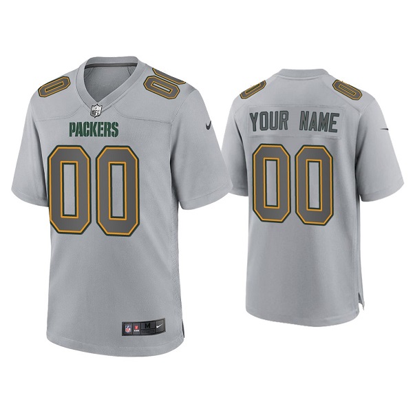 Men's Nike Green Bay Packers Customized Grey Atmosphere Fashion Stitched Game NFL Jersey