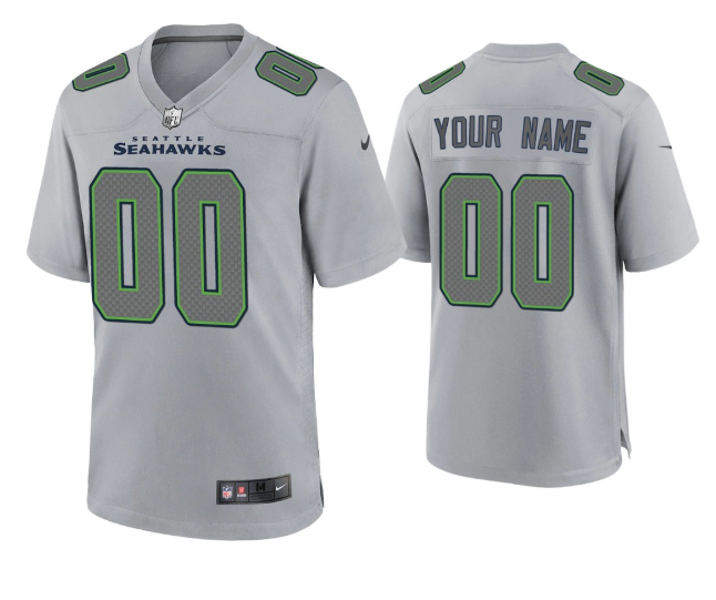 Men's Nike Seattle Seahawks Customized Grey Atmosphere Fashion Stitched NFL Game Jersey