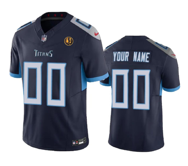 Men's Tennessee Titans Customized Navy 2023 F.U.S.E. With John Madden Patch Vapor Limited Stitched Football Jersey