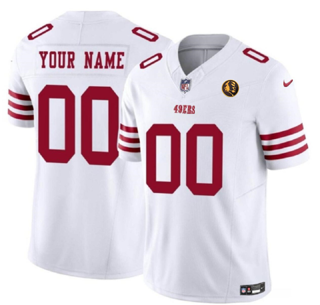 Men's San Francisco 49ers Customized White 2023 F.U.S.E. Alternate With John Madden Patch Vapor Limited Stitched Football Jersey