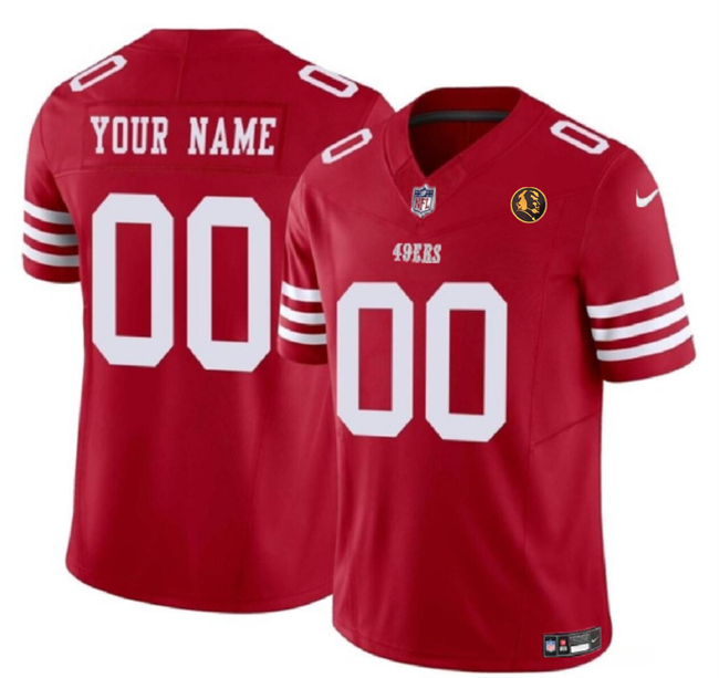 Men's San Francisco 49ers Customized Scarlet 2023 F.U.S.E. With John Madden Patch Vapor Limited Stitched Football Jersey