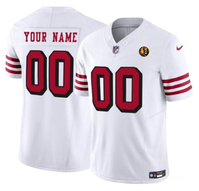 Men's San Francisco 49ers Customized White 2023 F.U.S.E. With John Madden Patch Vapor Limited Stitched Football Jersey