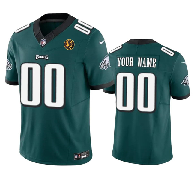 Men's Philadelphia Eagles Customized Green 2023 F.U.S.E. With John Madden Patch Vapor Limited Stitched Football Jersey