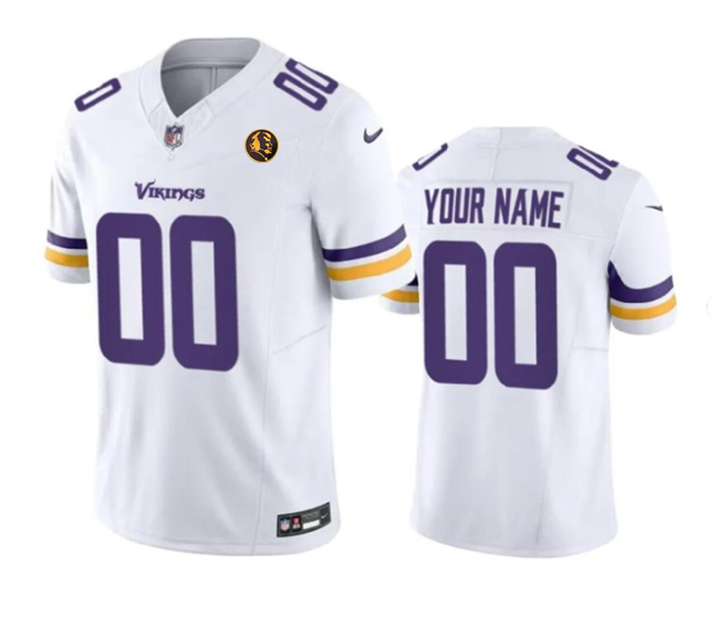 Men's Minnesota Vikings Customized White 2023 F.U.S.E. With John Madden Patch Vapor Limited Stitched Football Jersey