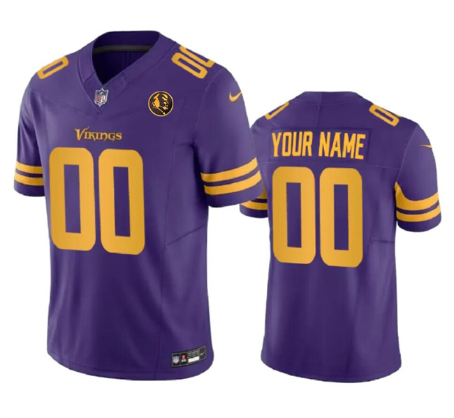 Men's Minnesota Vikings Customized Purple 2023 F.U.S.E. With John Madden Patch Color Rush Limited Stitched Football Jersey