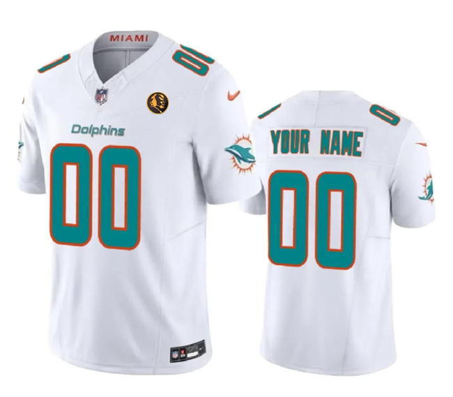 Men's Miami Dolphins Customized White 2023 F.U.S.E. With John Madden Patch Vapor Limited Stitched Football Jersey