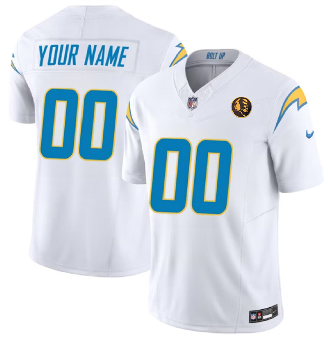 Men's Los Angeles Chargers Customized White 2023 F.U.S.E. With John Madden Patch Vapor Limited Stitched Football Jersey