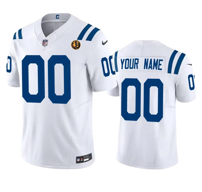 Men's Indianapolis Colts Customized White 2023 F.U.S.E. With John Madden Patch Vapor Limited Stitched Football Jersey