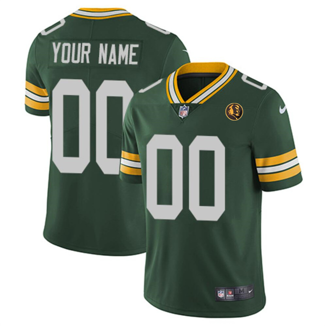 Men's Green Bay Packers Customized Green With John Madden Patch Vapor Limited Stitched Football Jersey