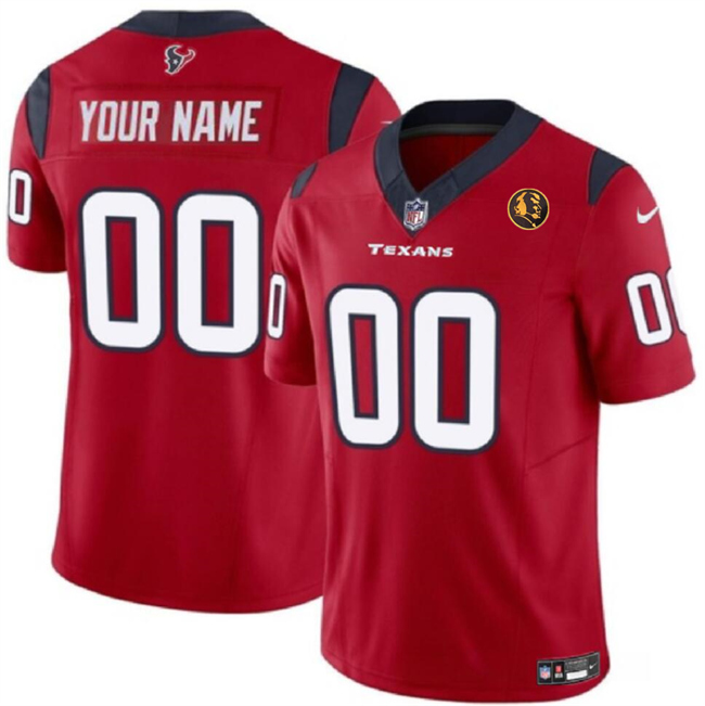 Men's Houston Texans Customized Red 2023 F.U.S.E. With John Madden Patch Vapor Limited Stitched Football Jersey