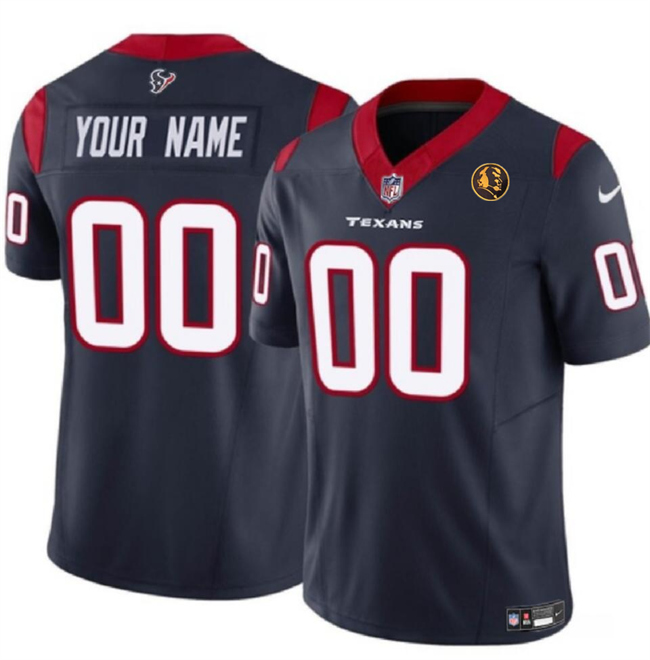 Men's Houston Texans Customized Navy 2023 F.U.S.E. With John Madden Patch Vapor Limited Stitched Football Jersey