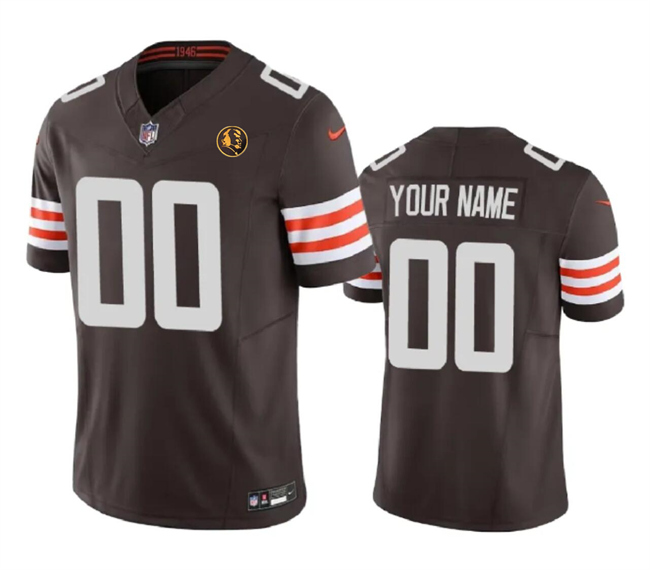 Men's Cleveland Browns Customized Brown 2023 F.U.S.E. With John Madden Patch Vapor Limited Stitched Football Jersey