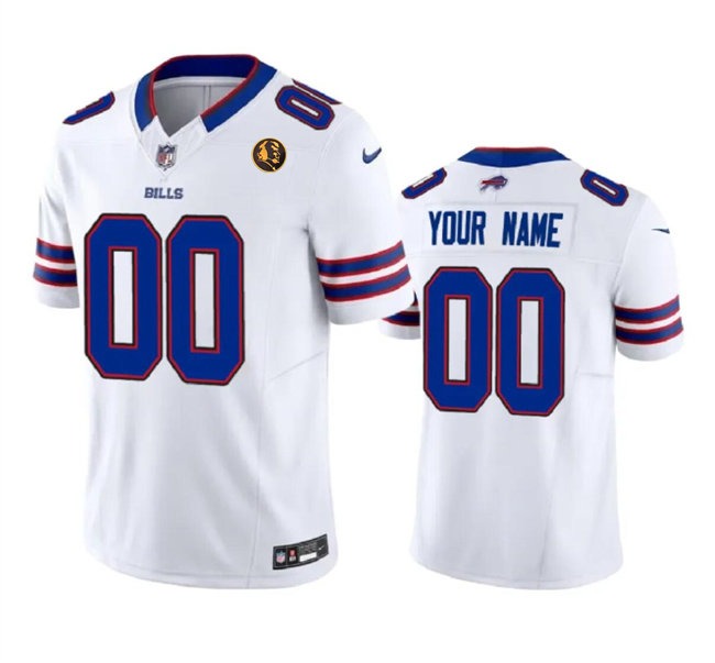 Men's Buffalo Bills Customized White 2023 F.U.S.E. With John Madden Patch Vapor Limited Stitched Football Jersey