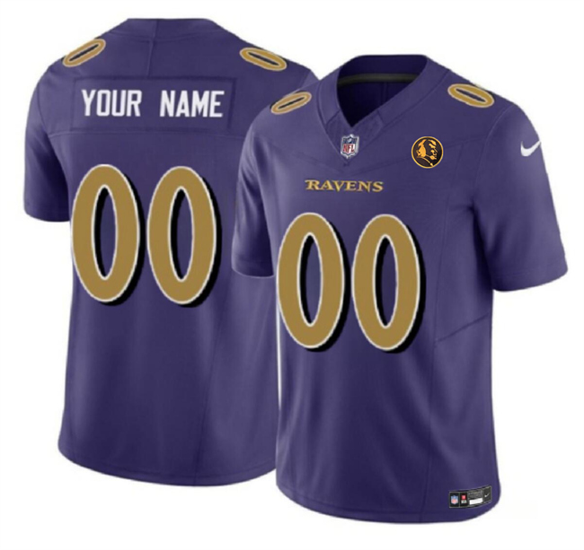 Men's Baltimore Ravens Customized Purple 2023 F.U.S.E. With John Madden Patch Color Rush Limited Football Jersey