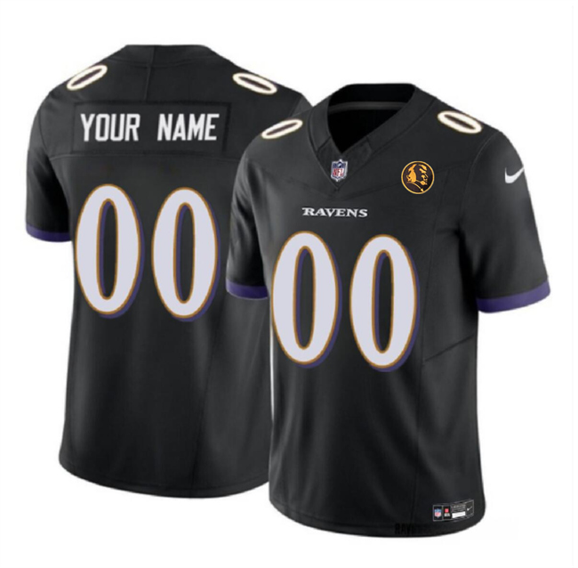 Men's Baltimore Ravens Customized Black 2023 F.U.S.E. With John Madden Patch Vapor Limited Football Jersey