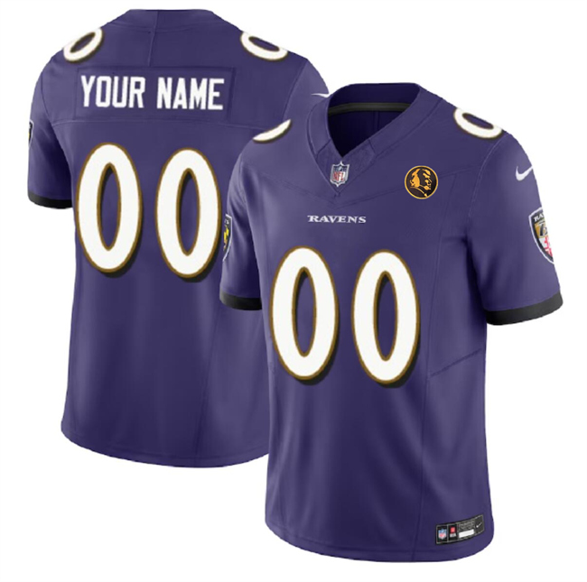 Men's Baltimore Ravens Customized Purple 2023 F.U.S.E. With John Madden Patch Vapor Limited Football Jersey