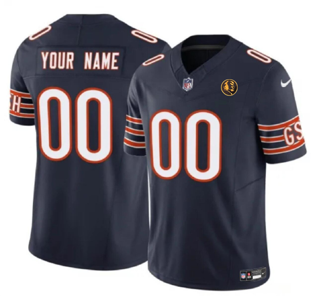 Men's Chicago Bears Customized Navy 2023 F.U.S.E. With John Madden Patch Vapor Limited Stitched Football Jersey