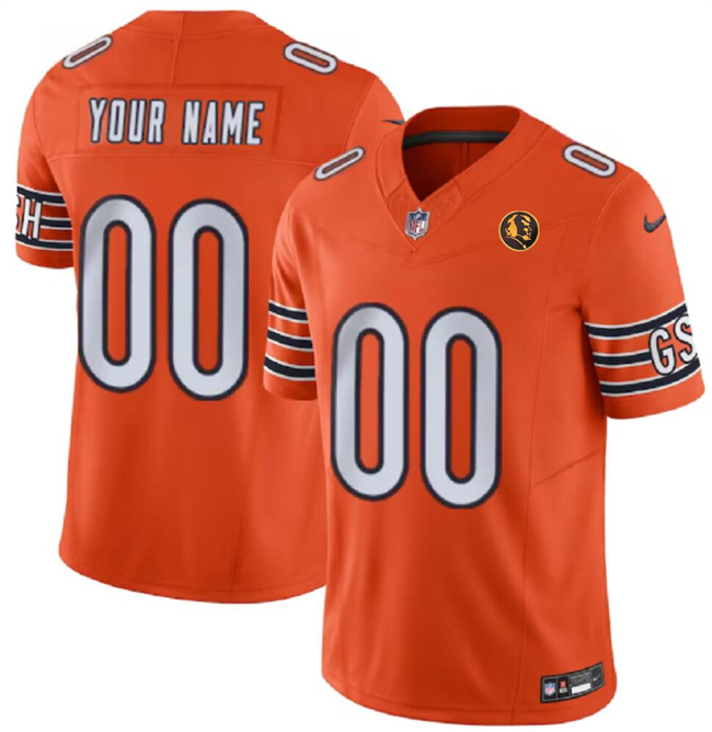 Men's Chicago Bears Customized Orange 2023 F.U.S.E. With John Madden Patch Vapor Limited Stitched Football Jersey