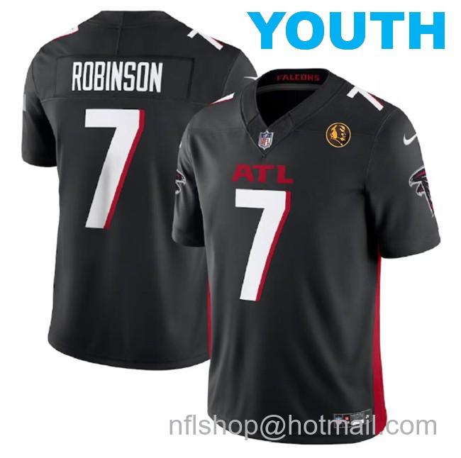 Youth Atlanta Falcons #7 Bijan Robinson Black 2023 F.U.S.E. With John Madden Patch Vapor Limited Stitched Football Jersey