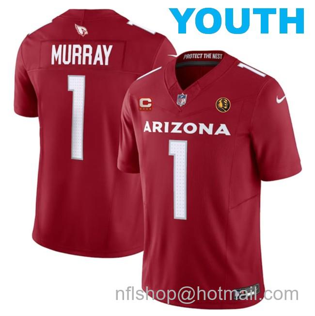 Youth Arizona Cardinals #1 Kyler Murray Red 2023 F.U.S.E. With 4-Star C Patch And John Madden Patch Vapor Limited Stitched Football Jersey