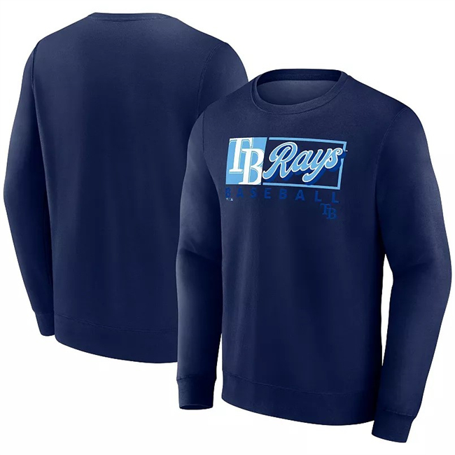 Men's Tampa Bay Rays Navy Focus Fleece Pullover Sweatshirt