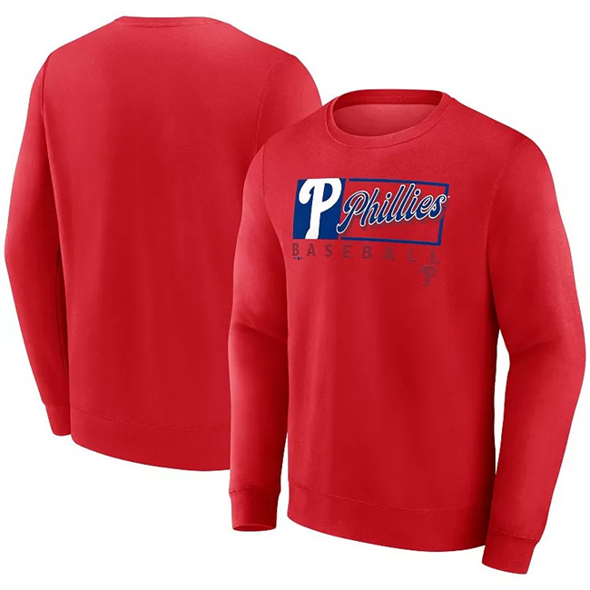 Men's Philadelphia Phillies Red Focus Fleece Pullover Sweatshirt