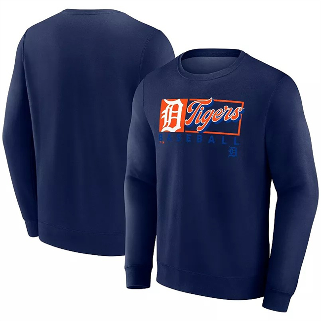 Men's Detroit Tigers Navy Focus Fleece Pullover Sweatshirt