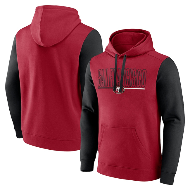 Men's San Francisco 49ers Scarlet Black Outline Pullover Hoodie