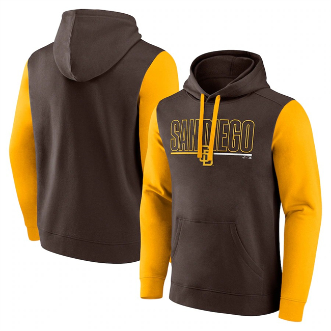 Men's San Diego Padres Brown Outline Fleece Pullover Hoodie