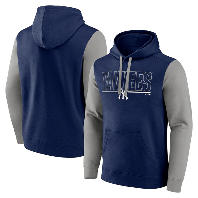 Men's New York Yankees Navy Outline Fleece Pullover Hoodie