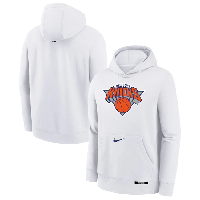 Men's New York Knicks White 2024-25 City Edition Fleece Club Pullover Hoodie