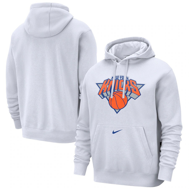 Men's New York Knicks White 2024-25 City Edition Essential Club Pullover Hoodie