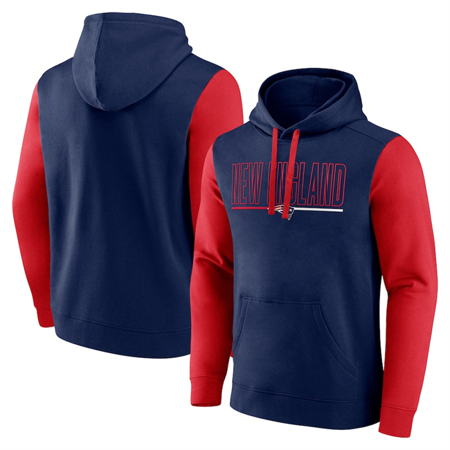 Men's New England Patriots Navy Red Outline Pullover Hoodie