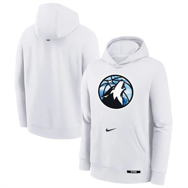 Men's Minnesota Timberwolves White 2024-25 City Edition Fleece Club Pullover Hoodie