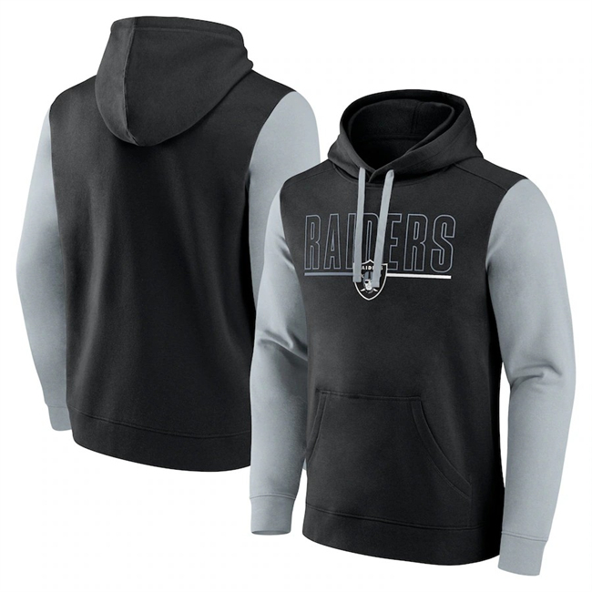 Men's Las Vegas Raiders Black Silver Outline Pullover Hoodie