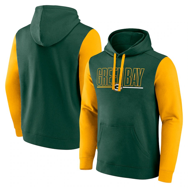 Men's Green Bay Packers Green Gold Outline Pullover Hoodie