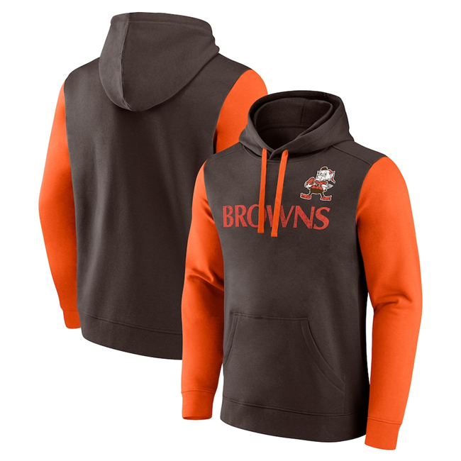 Men's Cleveland Browns Brown Orange Fleece Pullover Hoodie