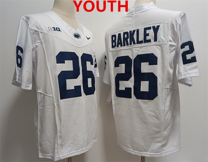 Youth Penn State Nittany Lions #26 Saquon Barkley White F.U.S.E Vapor Limited Football Jersey