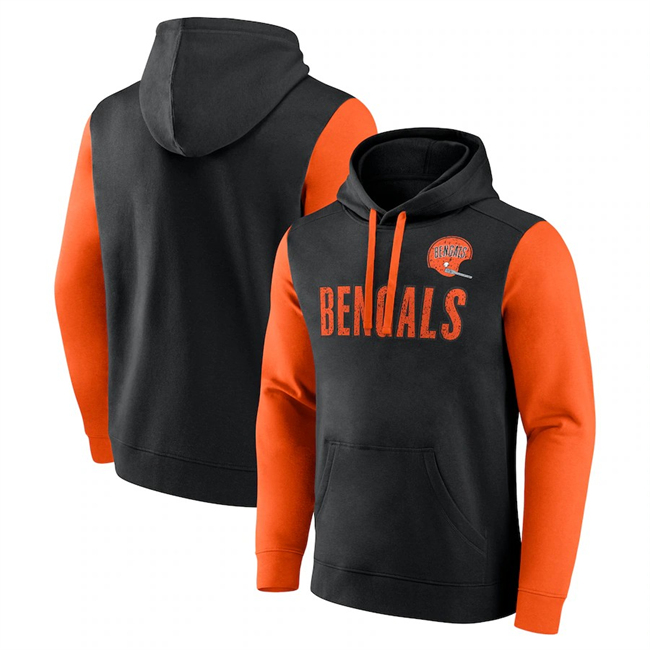 Men's Cincinnati Bengals Black Orange Fleece Pullover Hoodie