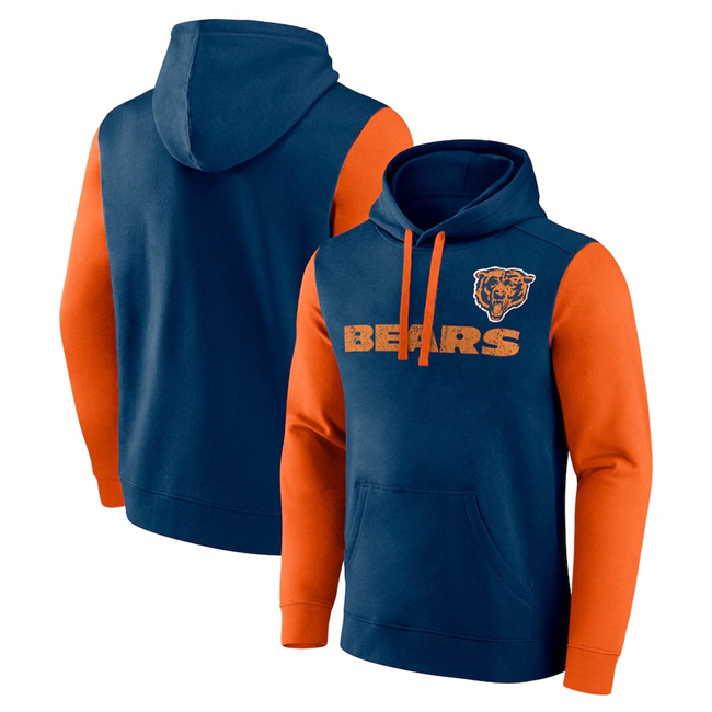 Men's Chicago Bears Navy Orange Fleece Pullover Hoodie