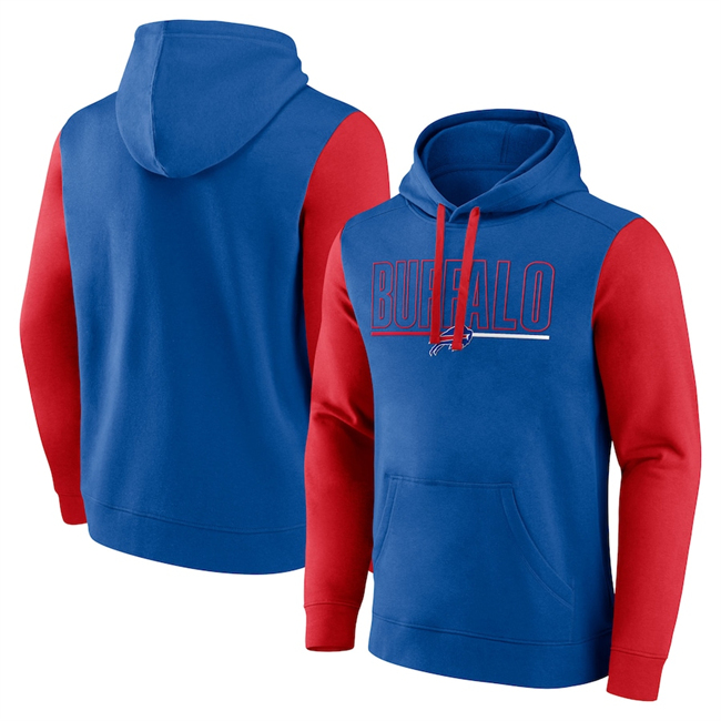 Men's Buffalo Bills Royal Red Outline Pullover Hoodie