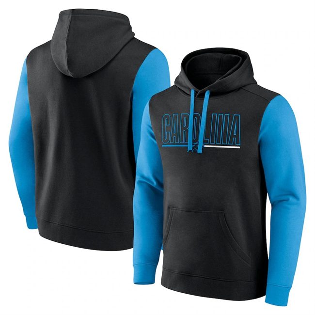 Men's Carolina Panthers Black Blue Outline Pullover Hoodie