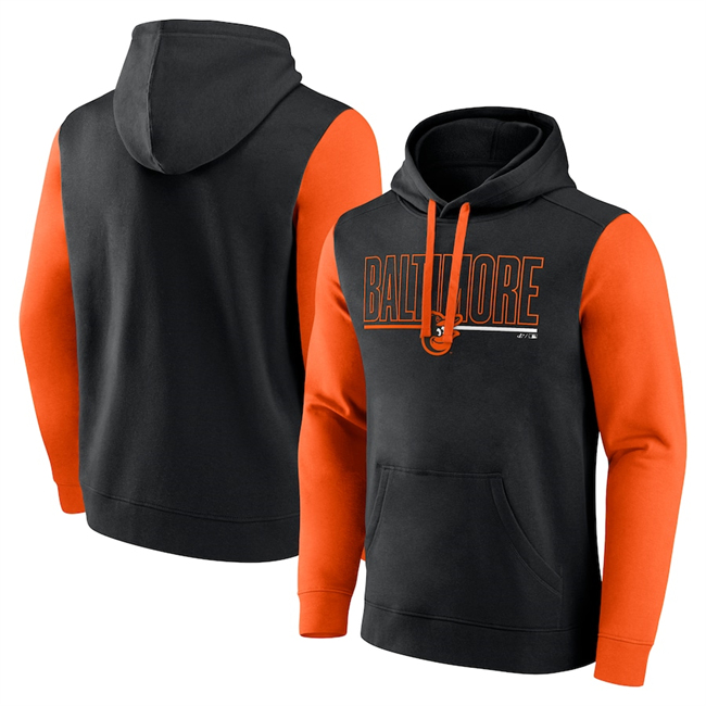 Men's Baltimore Orioles Black Outline Fleece Pullover Hoodie